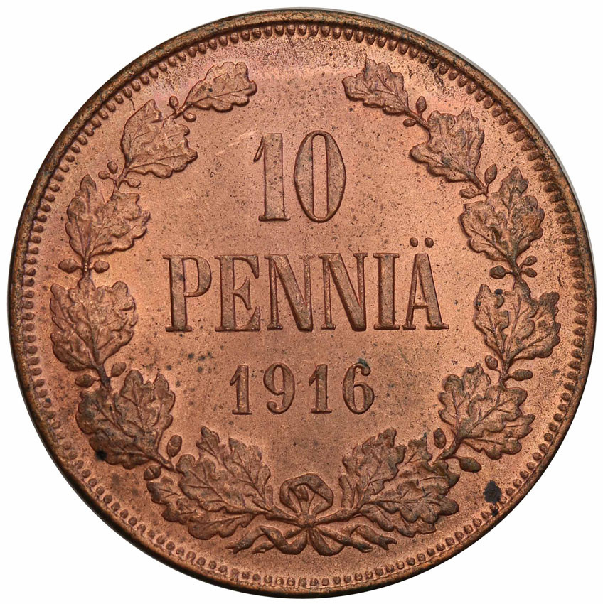 Rosja / Finlandia. Mikołaj II. 10 Penni, 1916